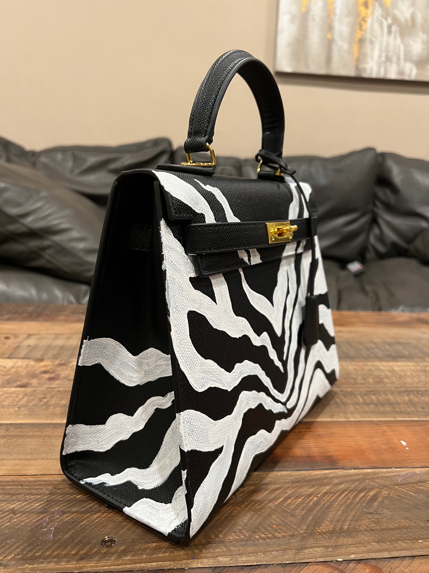 Hand painted designer inspired Bag - Animal prints