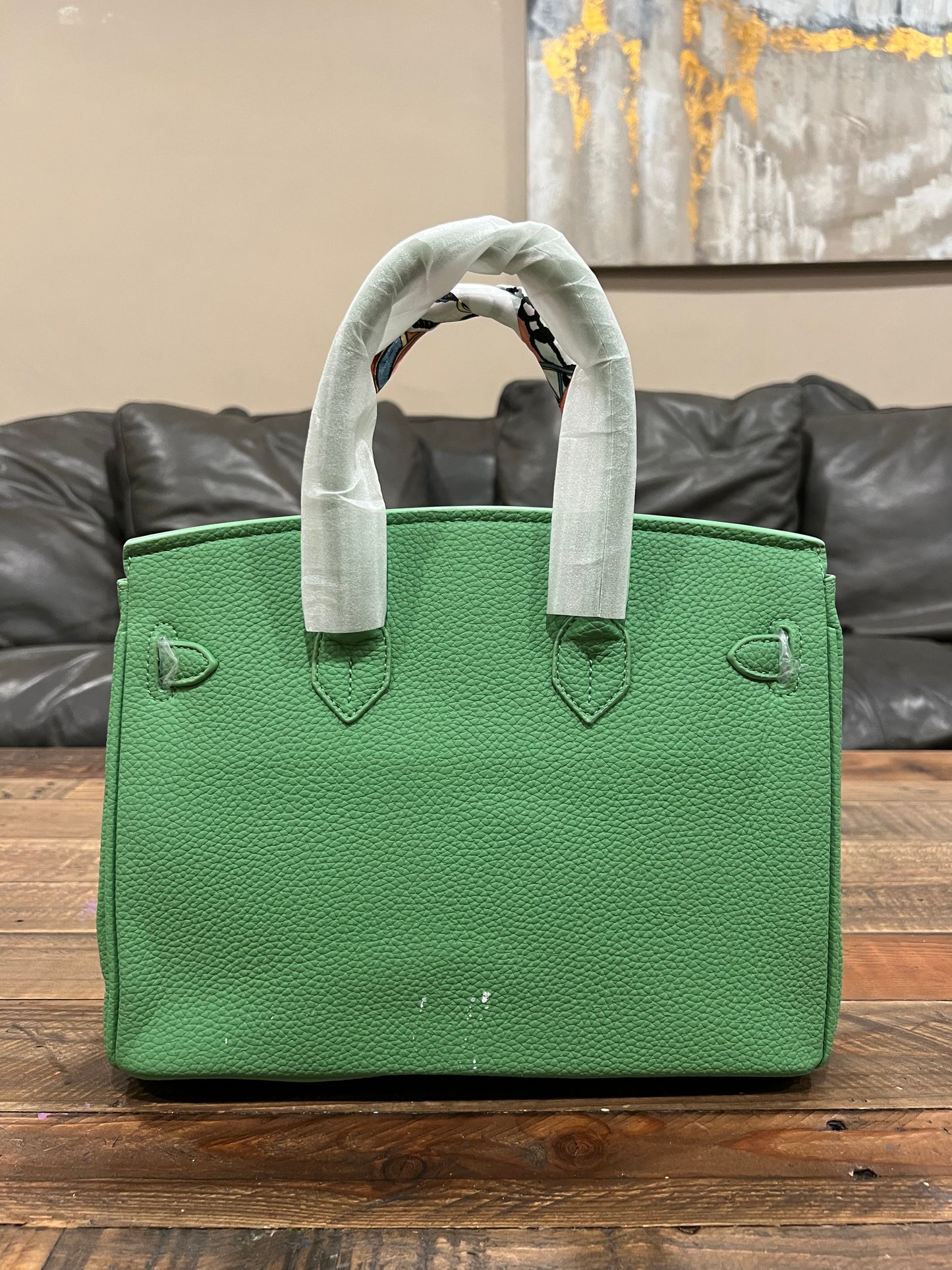 Hand painted designer inspired Bag - Light Green