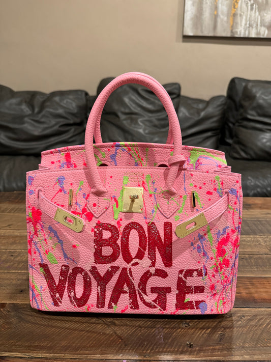 Hand painted designer inspired Bag -Pink